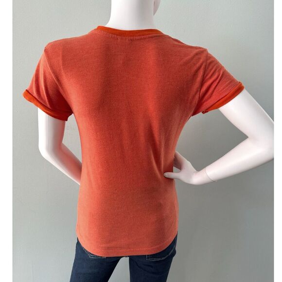 Y2k Vintage Family Feud Survey Says Graphic Ringer Tee Orange T Shirt size Large - Picture 3 of 8